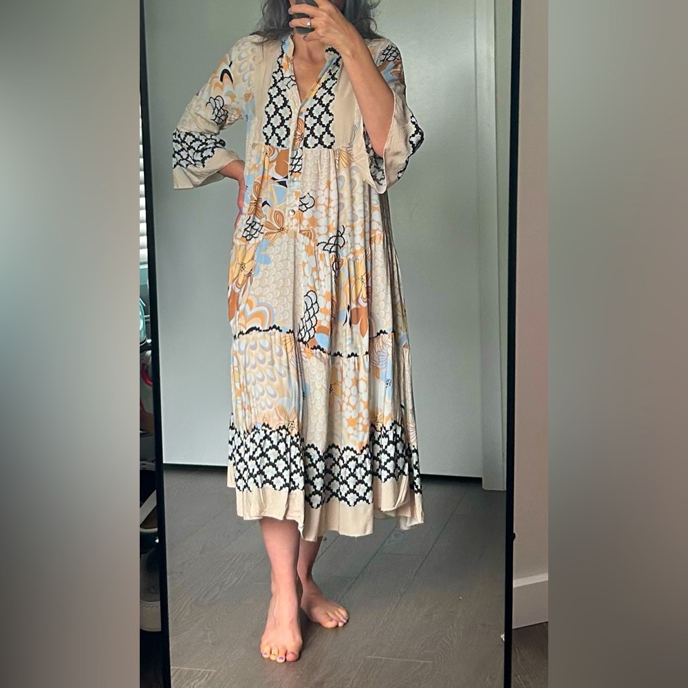 Boho Floral Patterned Maxi Dress
